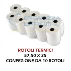 10 rotoli termici omologati 57,50x35 per Registratori di Cassa RT 10 rotoli termici omologati 57,50x35 per Registratori di Cassa RT