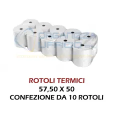 10 rotoli termici omologati 57,50x50 per Registratori di Cassa RT 10 rotoli termici omologati 57,50x50 per Registratori di Cassa RT