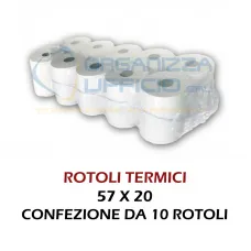 10 rotoli termici omologati 57x20 per POS